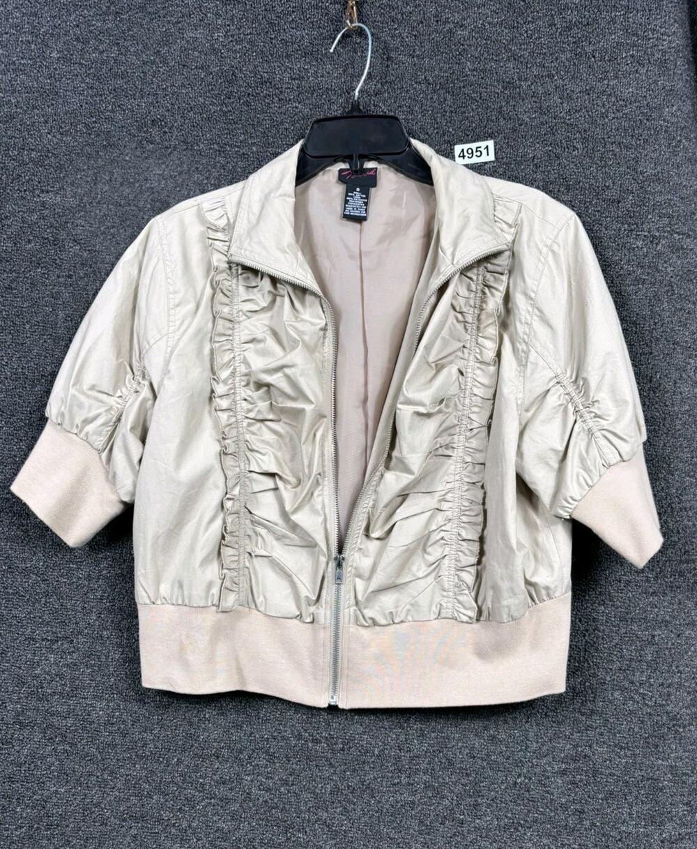 Torrid Jacket Womens Size 0 (12) Beige 3/4 Sleeve Ruched Office Career